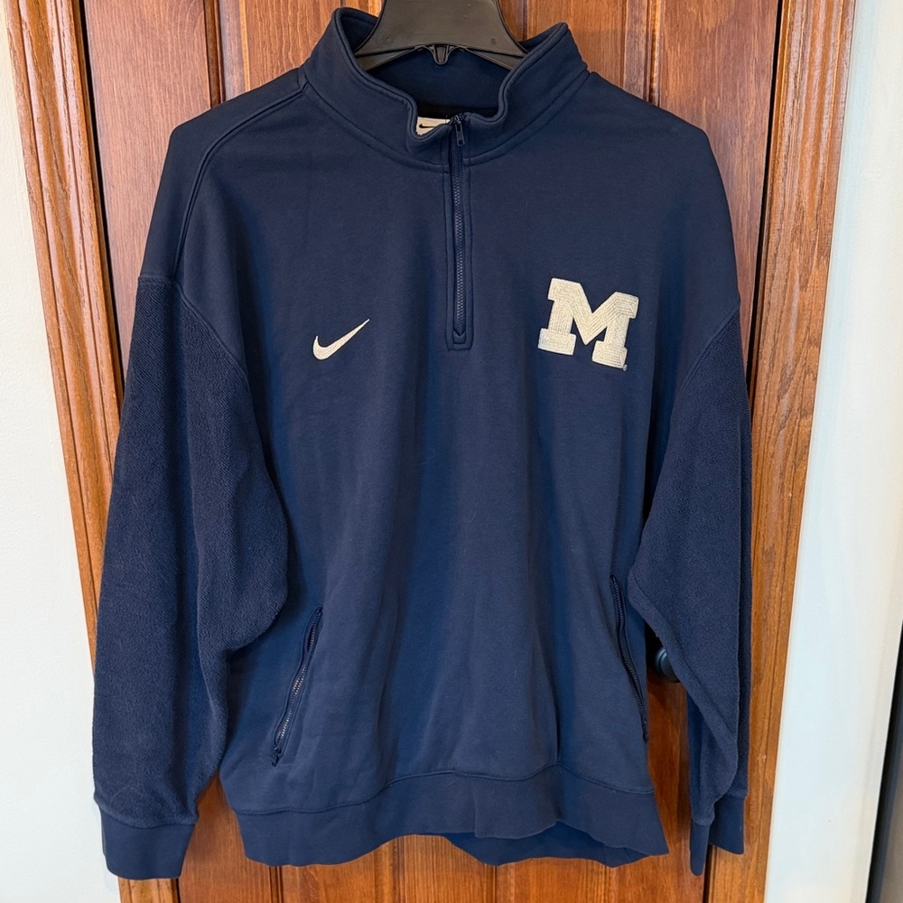 Nike Men's Blue Zip-Up Sweater with Logo